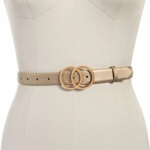 INC International Concepts Double-Circle Buckle Belt - Gold Tone